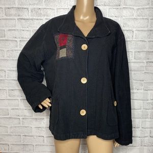 Brie Kriebel art to wear waffle knit patched jacket